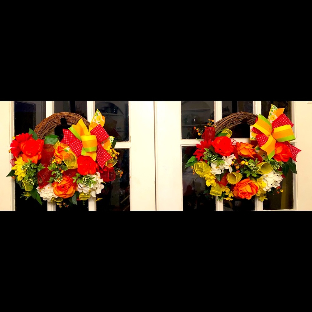 17" spring grapevine Twin wreaths